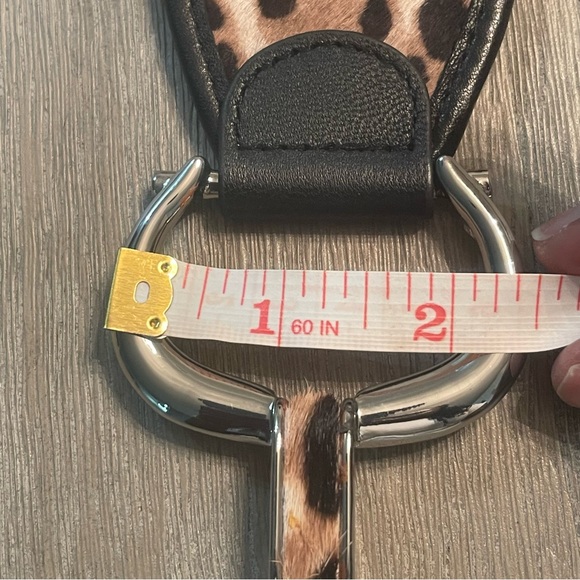 Chico’s Genuine Leather pony heather elastic stretch belt silver buckle Size S - Picture 8 of 12